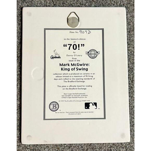 Mark McGwire #70 Bradford Exchange ceramic plate - Picture 3 of 5